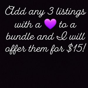 3 listings with a 💜 for $15